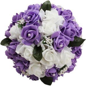 Wedding Bouquet for Bride, Artificial Purple Flower for Wedding,White & Lavender